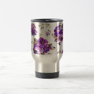 Taza De Viaje Patrón floral violeta