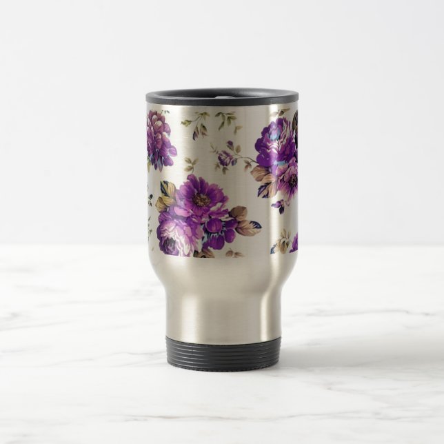 Taza De Viaje Patrón floral violeta (Centro)