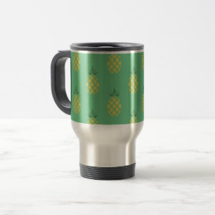 Taza De Viaje Patrón geométrico de piña en verde