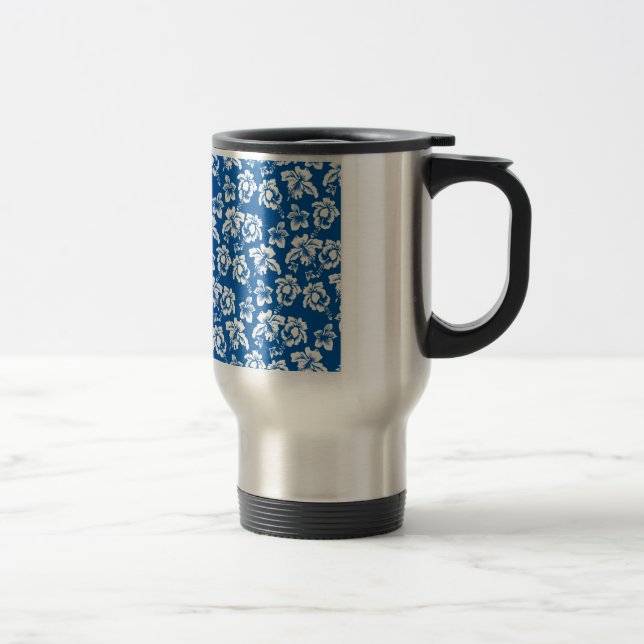 Taza De Viaje Patrón hawiano de flores azules (Derecha)