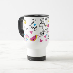 Taza De Viaje Patrón ilustrado exclusivo de Chicas adolescentes 