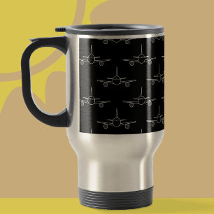 Taza De Viaje Patrón moderno de plano blanco y negro