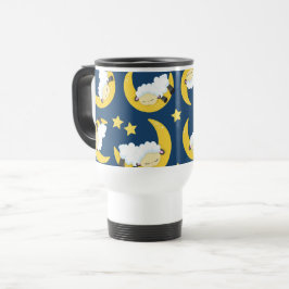 Taza De Viaje Patrón ovino, oveja durmiente, luna, estrellas