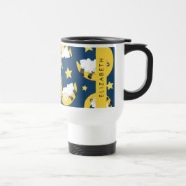 Taza De Viaje Patrón ovino, oveja durmiente, luna, tu nombre