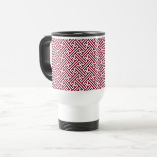Taza De Viaje Patrón Sayagata, japonés, burdeos y blanco