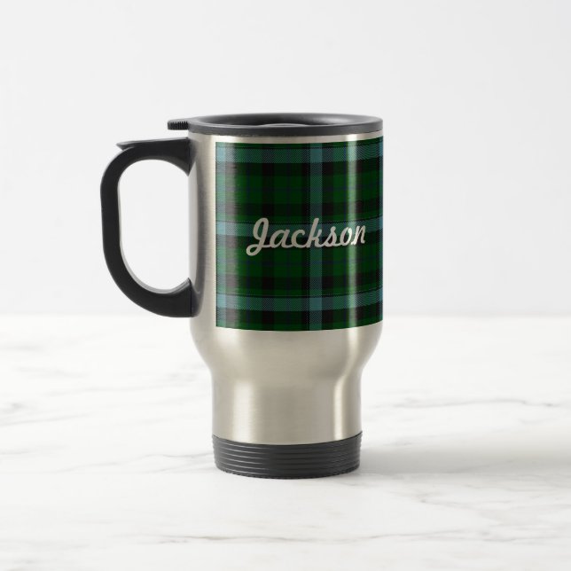 Taza De Viaje Patrón verde y azul de plaid tartán (Izquierda)