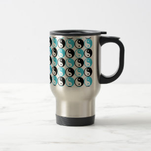 Taza De Viaje Patrón yin yang azul y negro