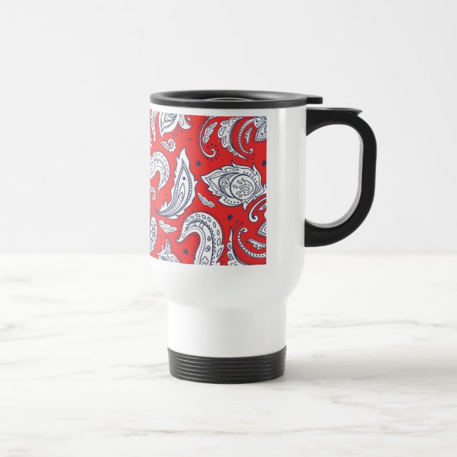Taza De Viaje Patrones rojos de flores de época (Derecha)