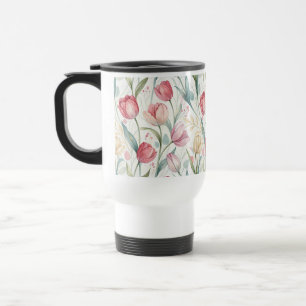 Taza De Viaje Pattern Watercolor Modern Tulips