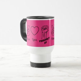 Taza De Viaje Paz, amor, AF feminista - trapo de viaje rosado ca