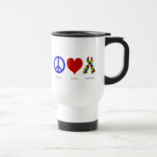Taza De Viaje Paz. Amor. Autismo. (de colores vivos) Travel Mug