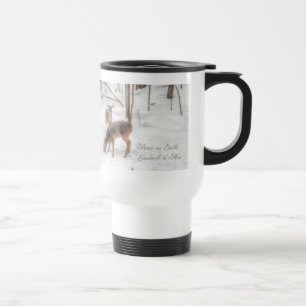Taza De Viaje Paz en la Tierra - Dos ciervos en el bosque de Sno