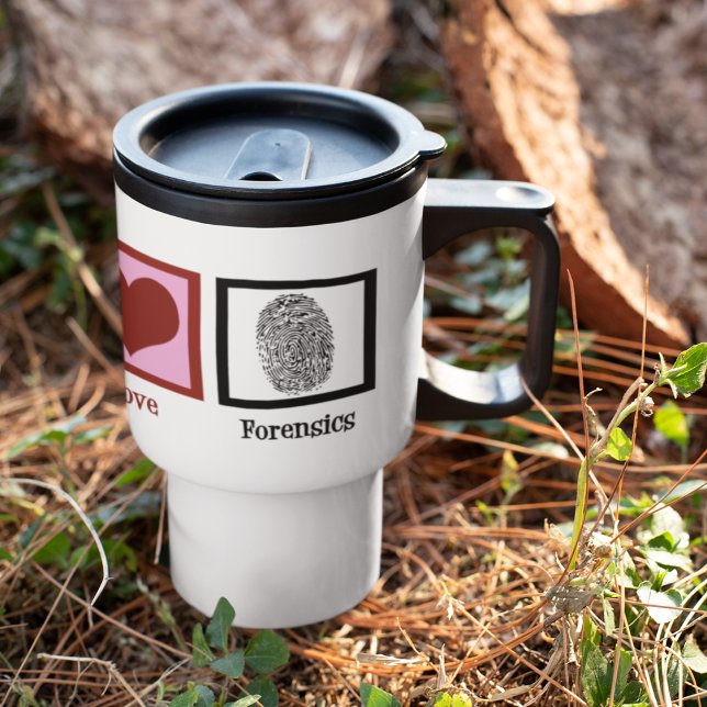 Taza De Viaje Peace Love Forensics (Subido por el creador)
