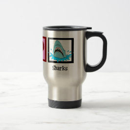 Taza De Viaje Peace Love Sharks