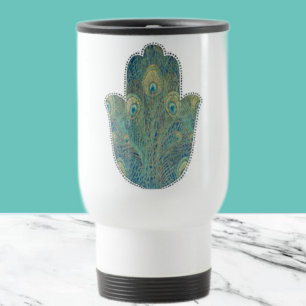 Taza De Viaje Peacock Feather Hamsa