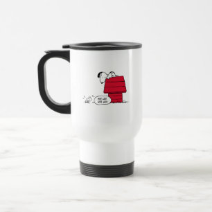 Taza De Viaje PEANUTS   Patrón rojo y negro