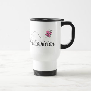 Taza De Viaje Pediatra rosado lindo de la mariposa