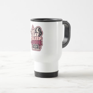 Taza De Viaje Pegatina de comer dormir código - Regalo adorable