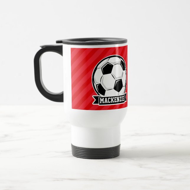 Taza De Viaje Pelota de fútbol en franjas diagonales rojas (Izquierda)