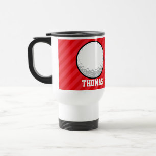 Taza De Viaje Pelota de golf; franjas rojas escarlatas