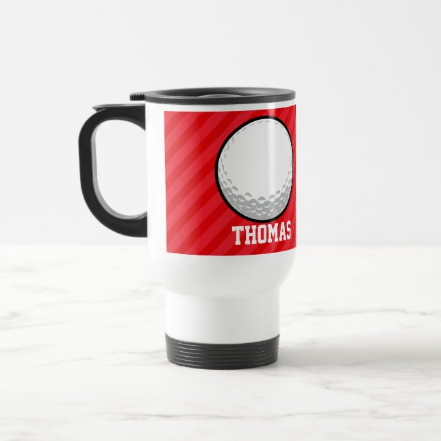 Taza De Viaje Pelota de golf; franjas rojas escarlatas (Izquierda)