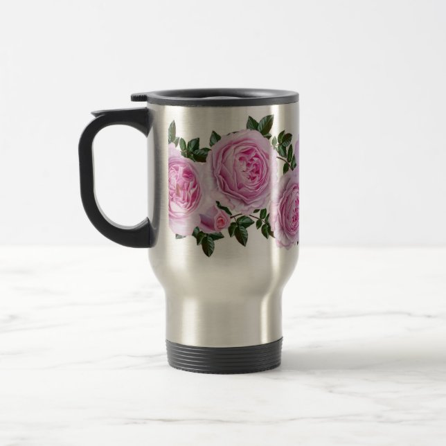 Taza De Viaje Peonías rosas antiguas (Izquierda)