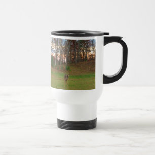 Taza De Viaje Pequeño ciervo y un atardecer rosado