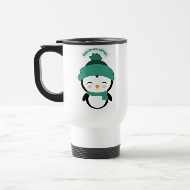 Taza De Viaje Pequeño trapo de papel de pingüino (Izquierda)