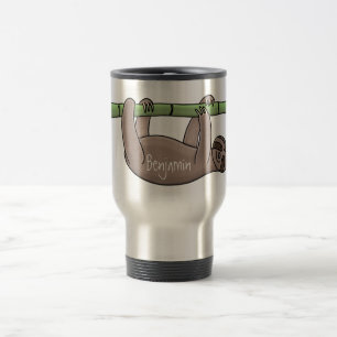Taza De Viaje Pereza sonriente suave en el ilustracion personali