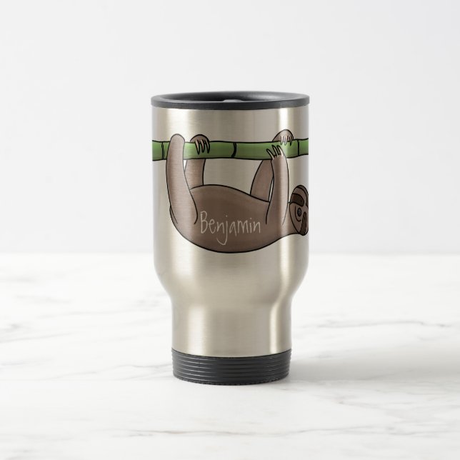 Taza De Viaje Pereza sonriente suave en el ilustracion personali (Centro)