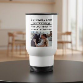 Taza De Viaje Periódico de San Valentín Personalizado