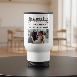 Taza De Viaje Periódico de San Valentín Personalizado