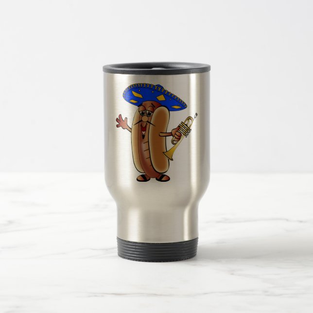 Taza De Viaje Perrito caliente caliente del Mariachi del dibujo (Centro)