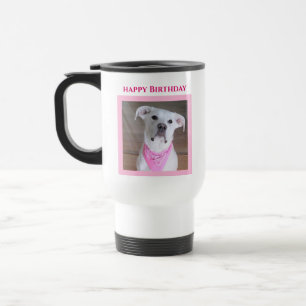 Taza De Viaje Perro alegre y conmovedor con ojos de alma rosado