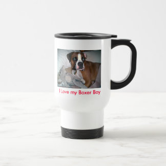 Taza De Viaje perro, amo a mi muchacho del boxeador