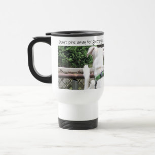 Taza De Viaje Perro blanco de la Noesía Cutáneo mirando el trase