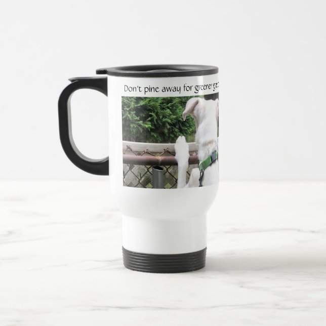 Taza De Viaje Perro blanco de la Noesía Cutáneo mirando el trase (Izquierda)