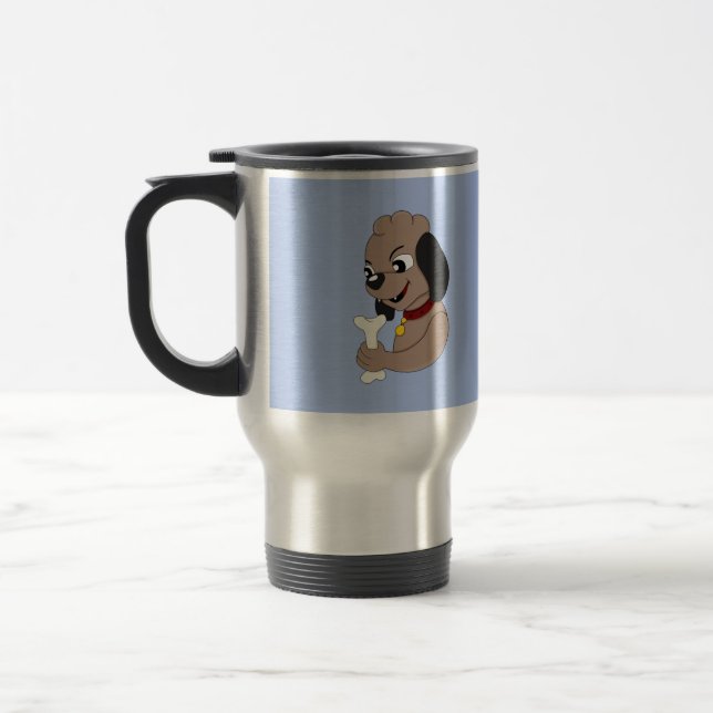 Taza De Viaje Perro cachorro lindo personalizado barro viaje (Izquierda)
