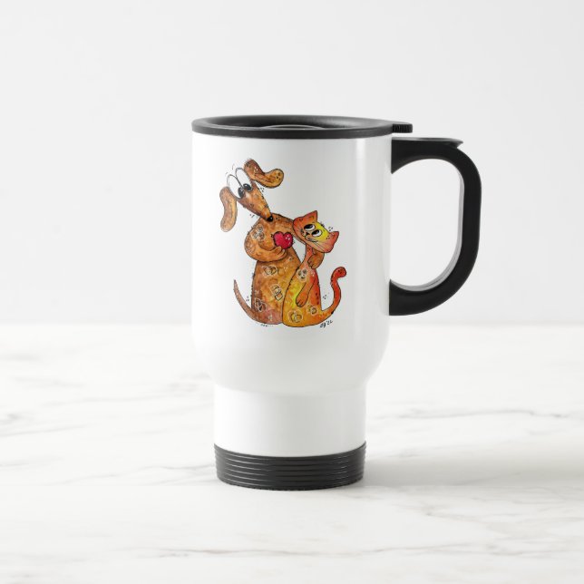 Taza De Viaje Perro caprichoso y gato (Derecha)