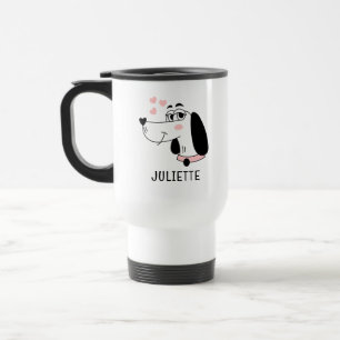 Taza De Viaje Perro Dachshund Corazones rosados románticos perso