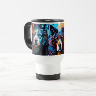 Taza De Viaje Perro de color de salpicadura abstracto