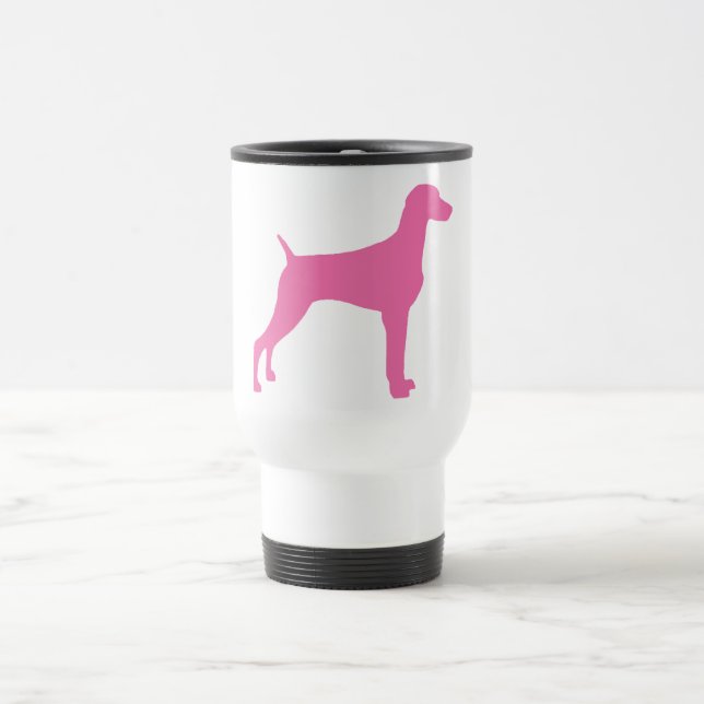 Taza De Viaje Perro de Weimaraner (en rosa) (Centro)