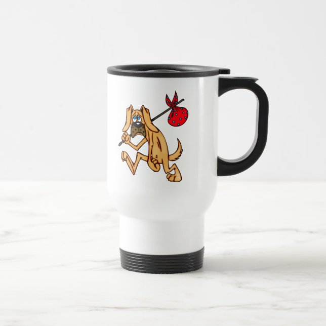 Taza De Viaje Perro del dibujo animado del vago del hobo (Derecha)
