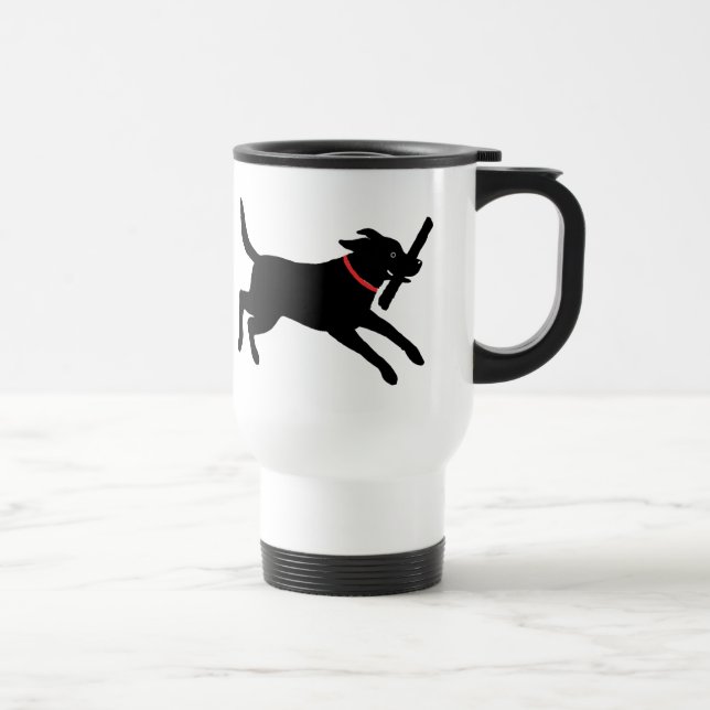 Taza De Viaje Perro lindo negro juguetón del labrador retriever (Derecha)