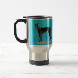 Taza De Viaje Perro negro Greyhound: Mugre de viaje