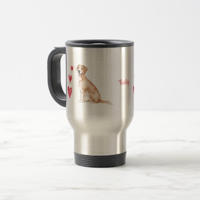 Taza De Viaje Perro personalizado recuperador de labrador (Anverso izquierdo)