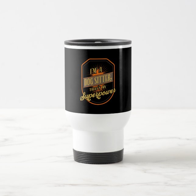 Taza De Viaje Perro sentado cuidador de perros (Centro)