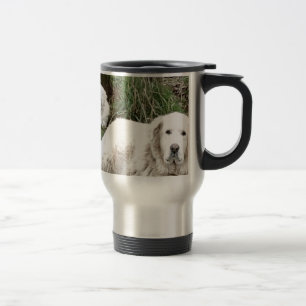 Taza De Viaje Perro y perrito de los grandes Pirineos