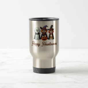 Taza De Viaje Perros como fantasma, bruja y vampiro