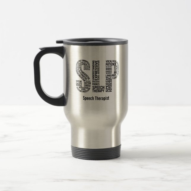 Taza De Viaje Personalice al terapeuta de discurso SLP (Izquierda)